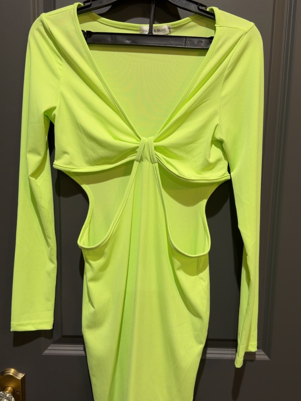 Neon Lime Cutout Long-Sleeve Crop Top by Nasty Gal
